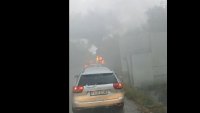 Кола се запали по пътя за Каменар (ВИДЕО)